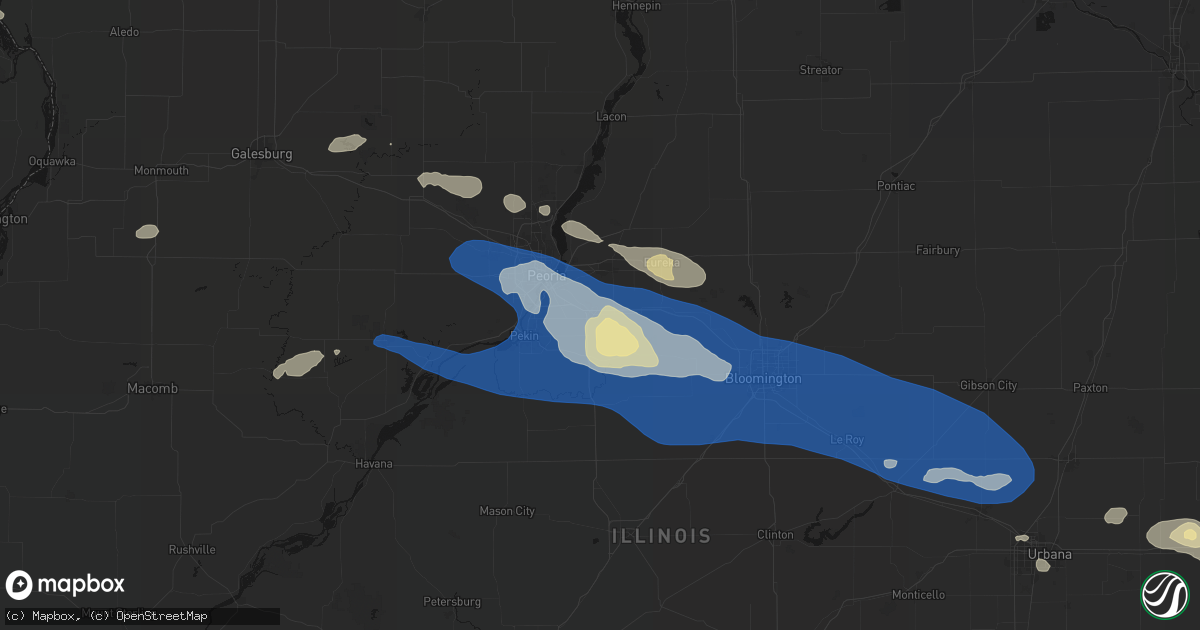 Hail map in Morton, IL on August 13, 2026