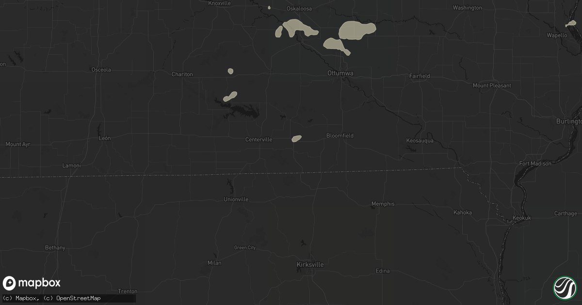 Hail map in Moulton, IA on August 13, 2026