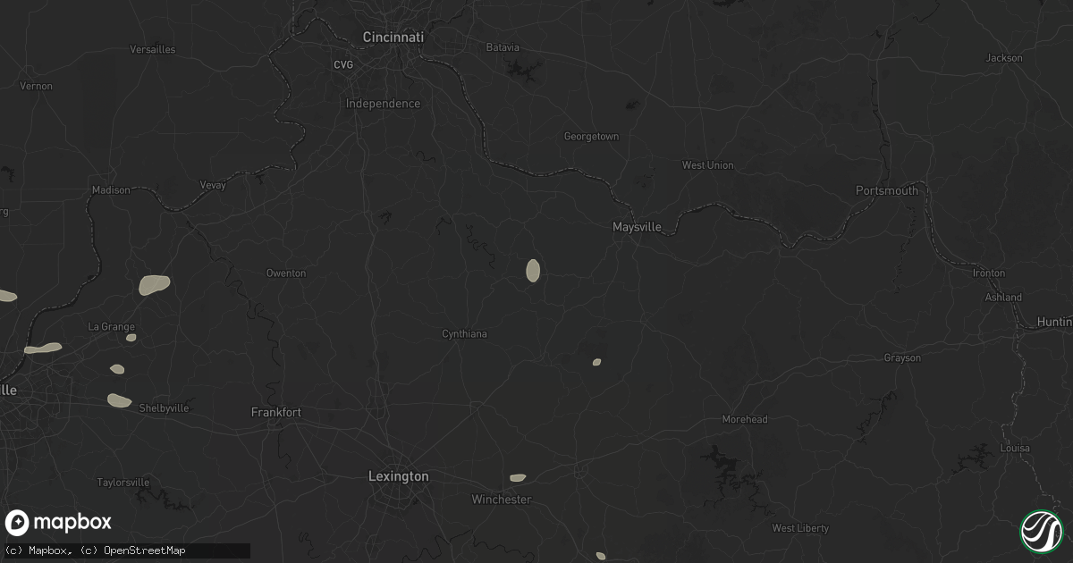 Hail map in Mount Olivet, KY on August 13, 2026