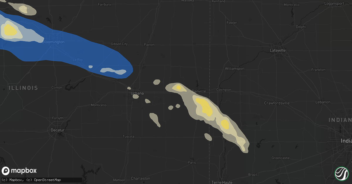 Hail map in Muncie, IL on August 13, 2026