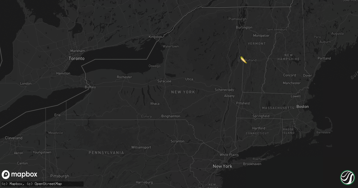 Hail map in New York on August 13, 2026