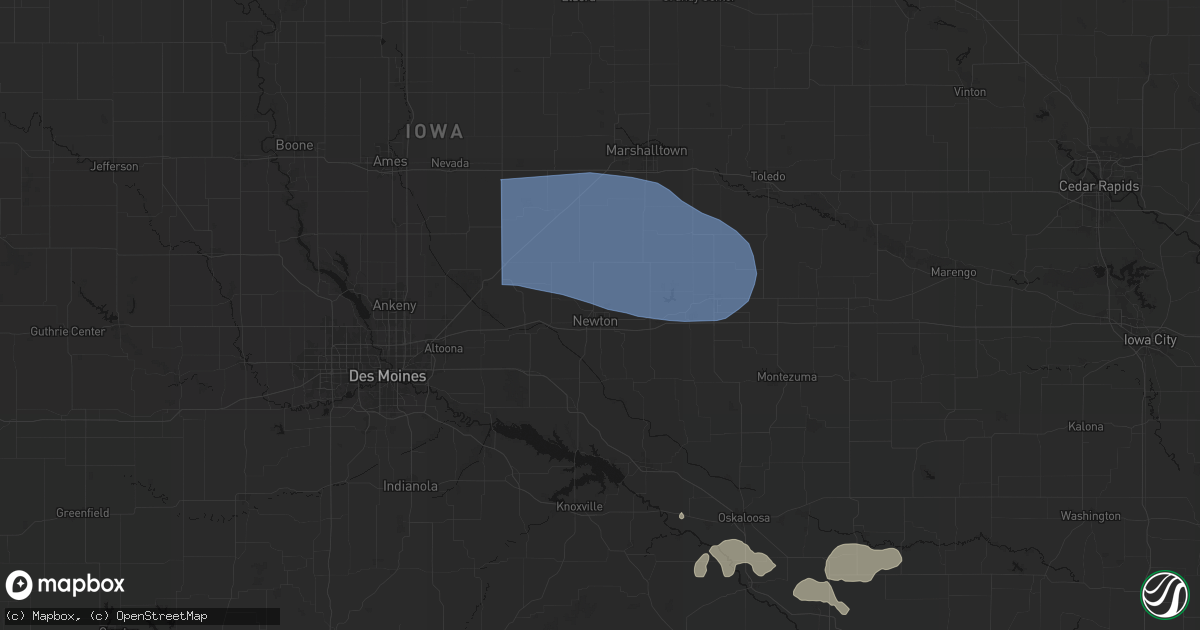 Hail map in Newton, IA on August 13, 2026