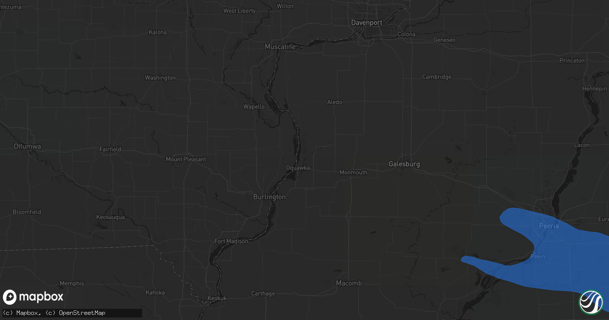 Hail map in Oquawka, IL on August 13, 2026
