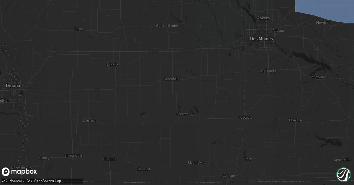 Hail map in Orient, IA on August 13, 2026
