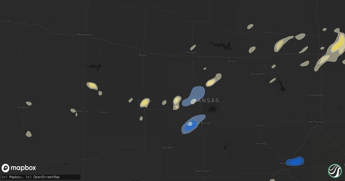 Hail map in Otis, KS on August 13, 2026