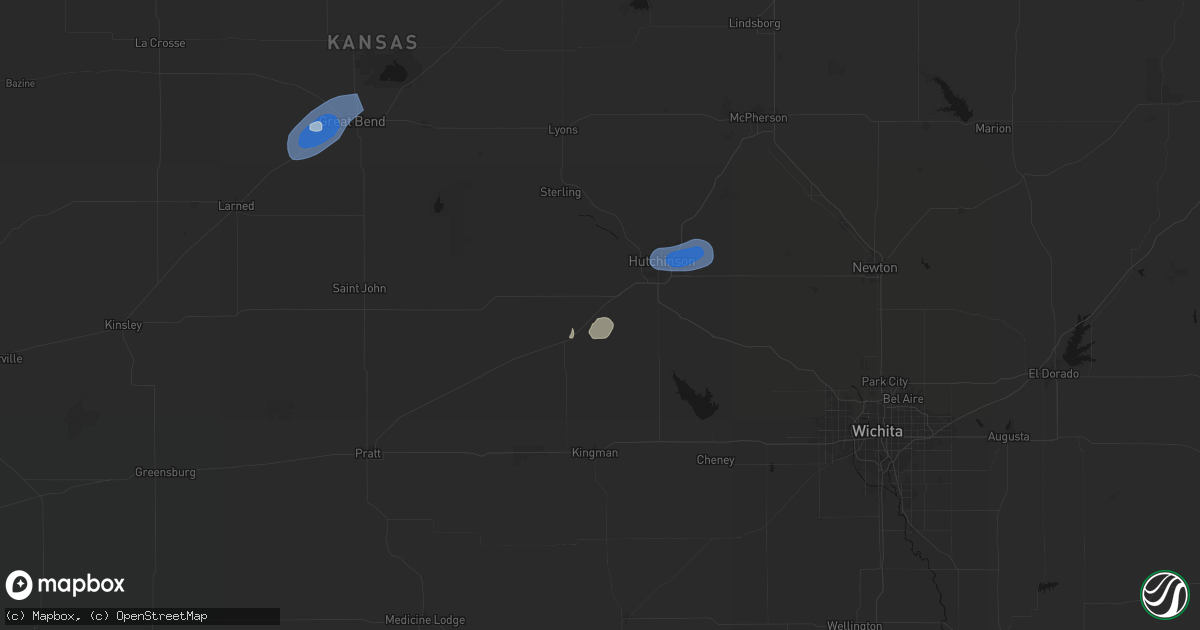Hail map in Partridge, KS on August 13, 2026