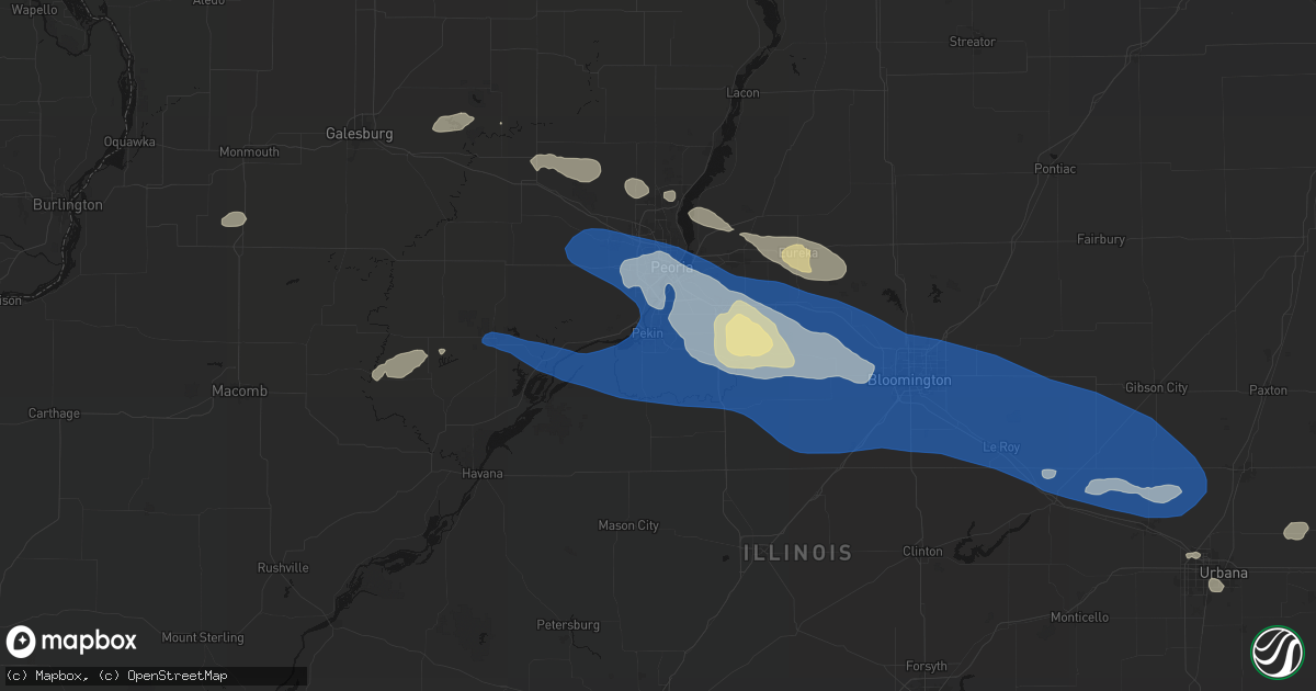 Hail map in Pekin, IL on August 13, 2026