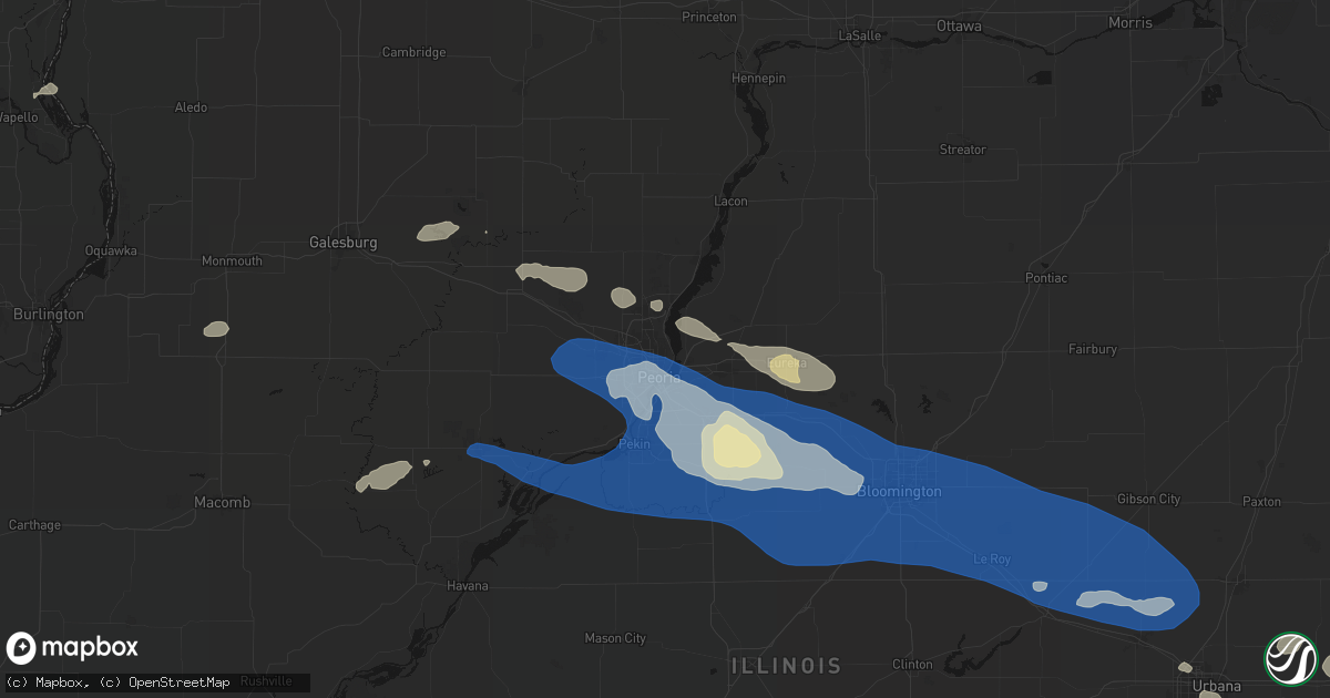 Hail map in Peoria Heights, IL on August 13, 2026