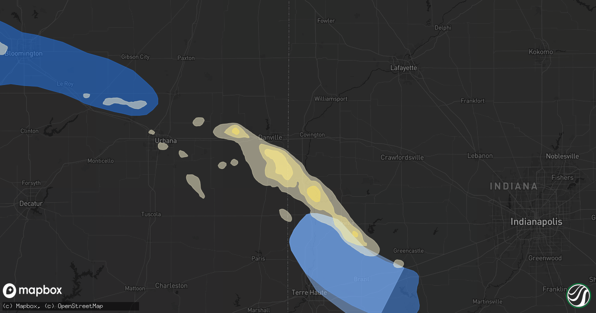 Hail map in Perrysville, IN on August 13, 2026