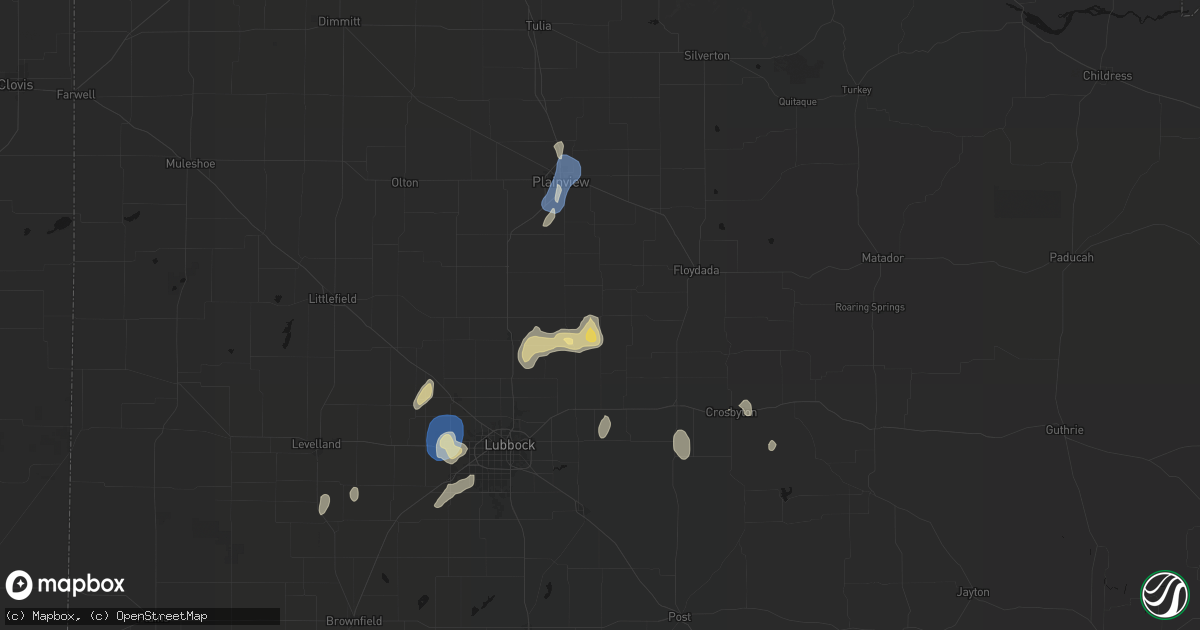 Hail map in Petersburg, TX on August 13, 2026