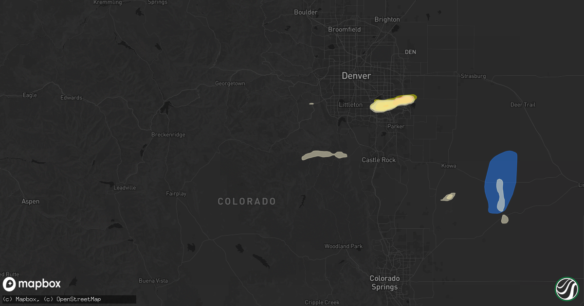 Hail map in Pine, CO on August 13, 2026