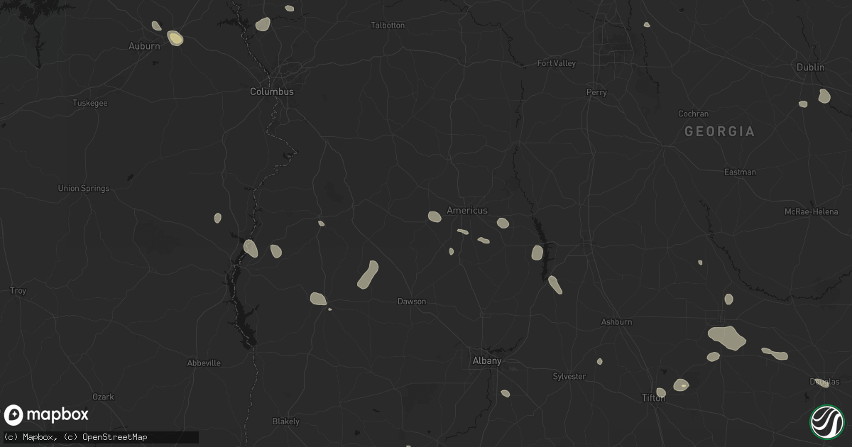 Hail map in Plains, GA on August 13, 2026