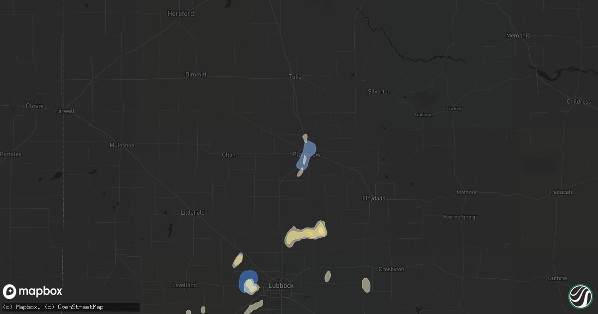 Hail map in Plainview, TX on August 13, 2026