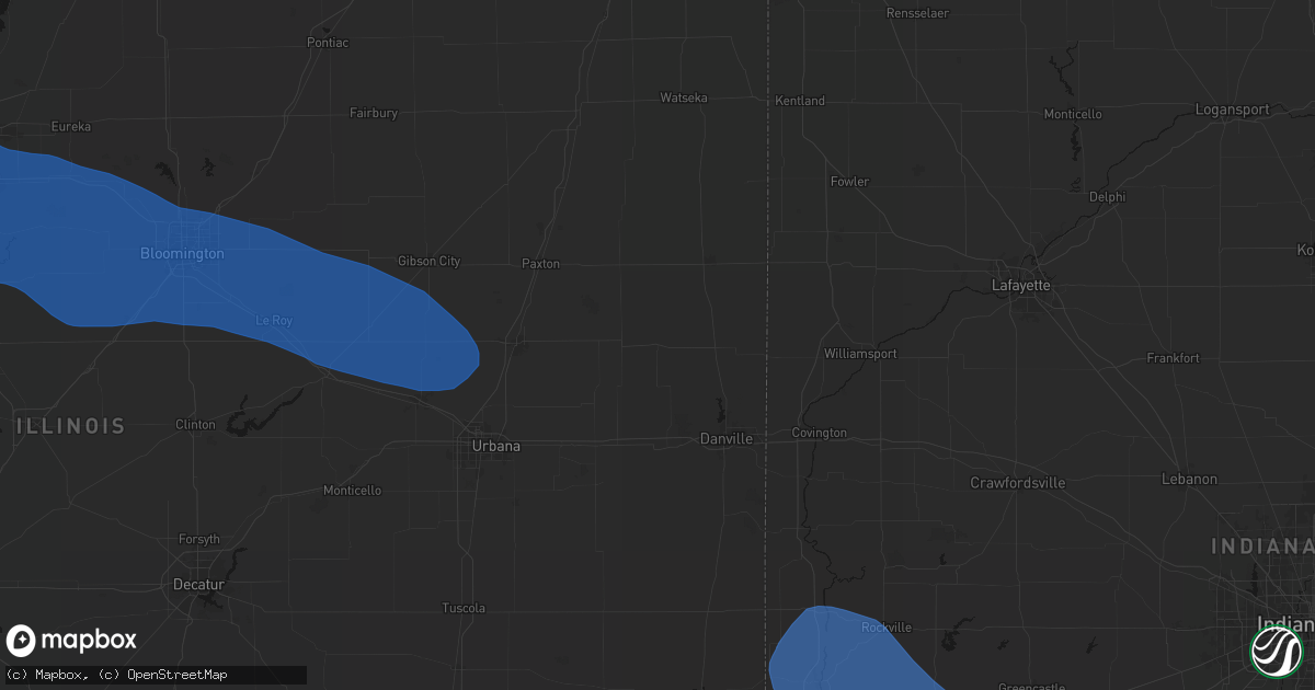 Hail map in Potomac, IL on August 13, 2026