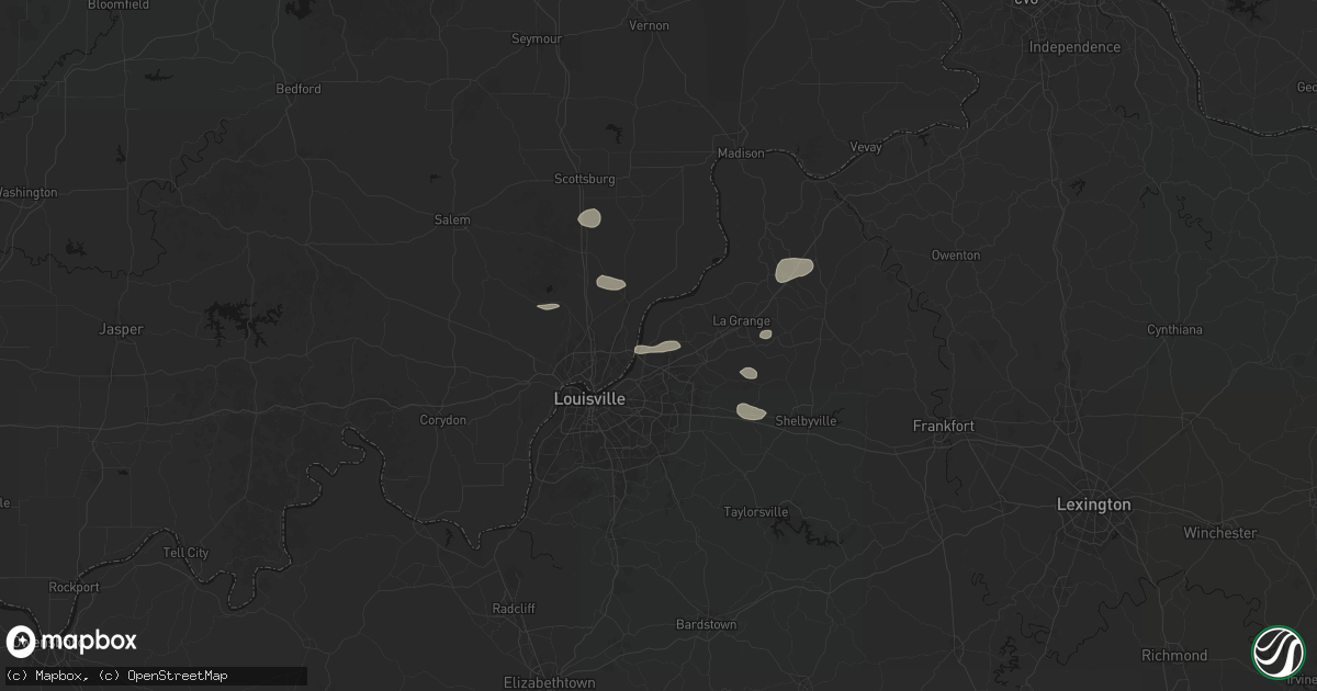 Hail map in Prospect, KY on August 13, 2026