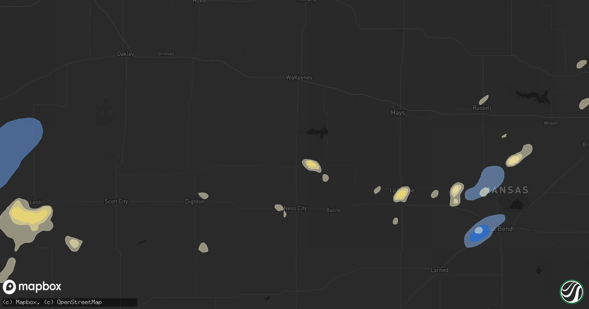 Hail map in Ransom, KS on August 13, 2026