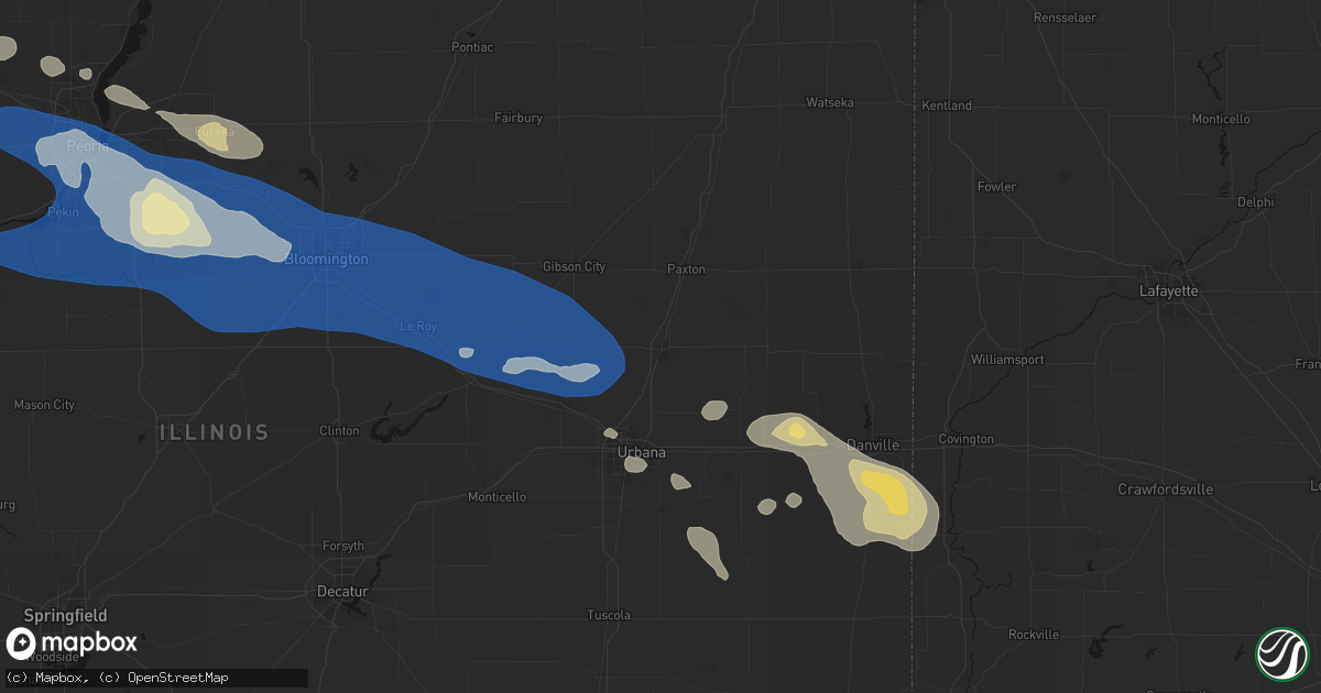 Hail map in Rantoul, IL on August 13, 2026