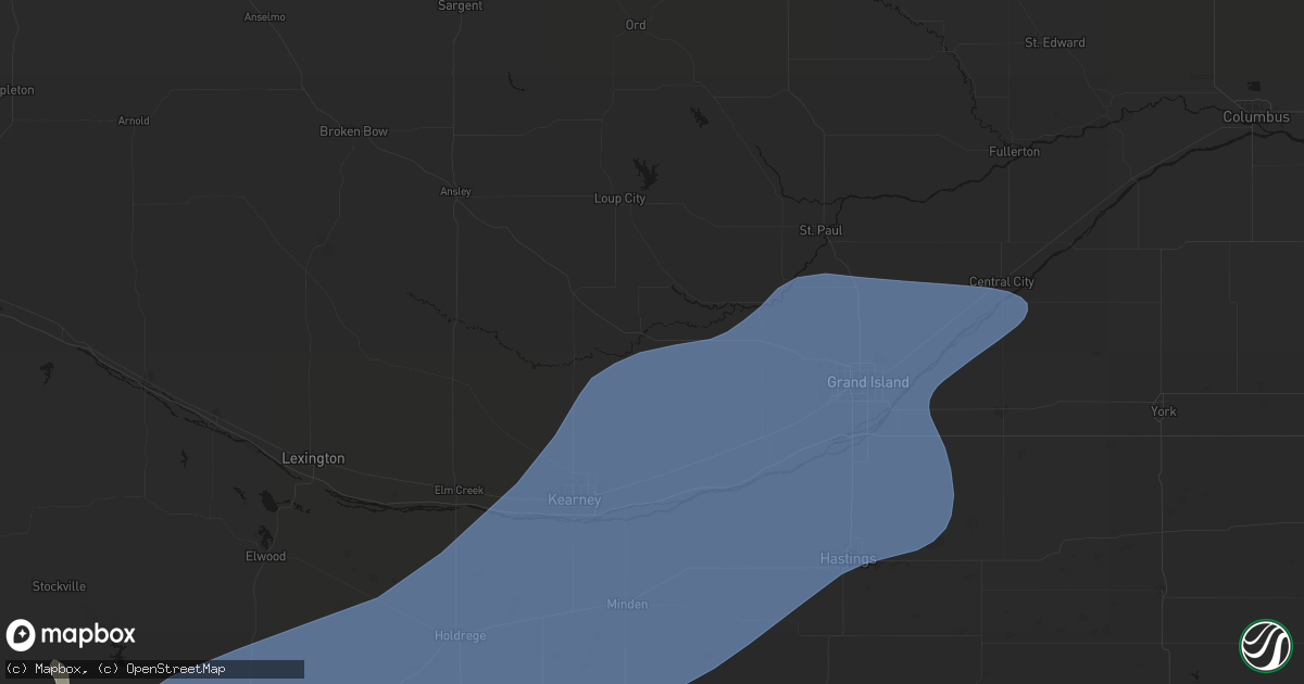 Hail map in Ravenna, NE on August 13, 2026