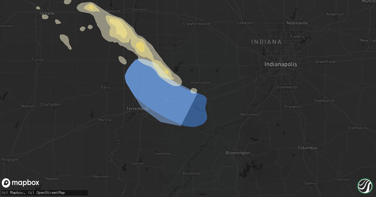 Hail map in Reelsville, IN on August 13, 2026