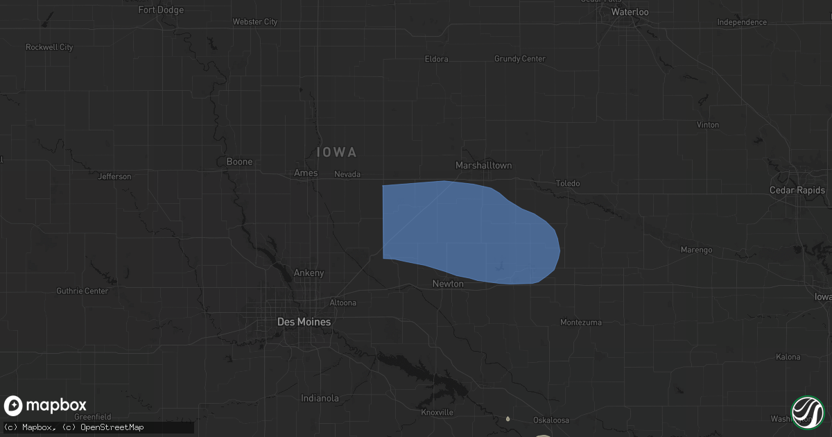 Hail map in Rhodes, IA on August 13, 2026