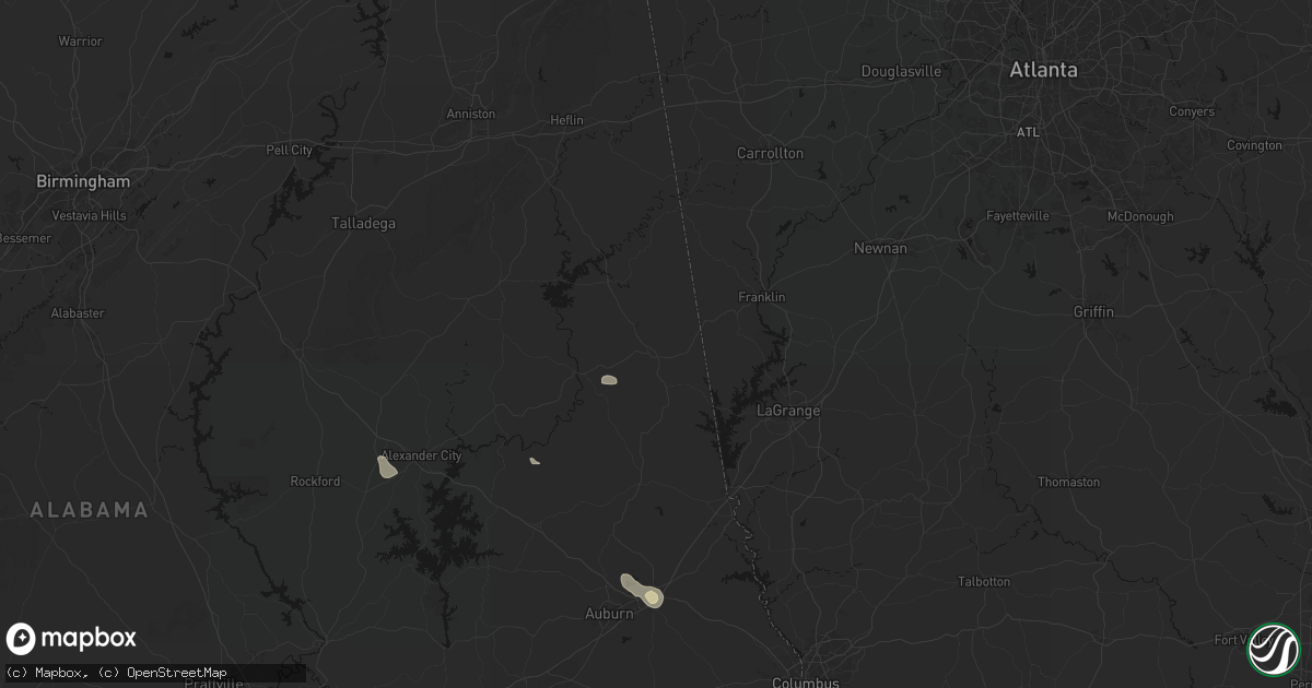 Hail map in Roanoke, AL on August 13, 2026
