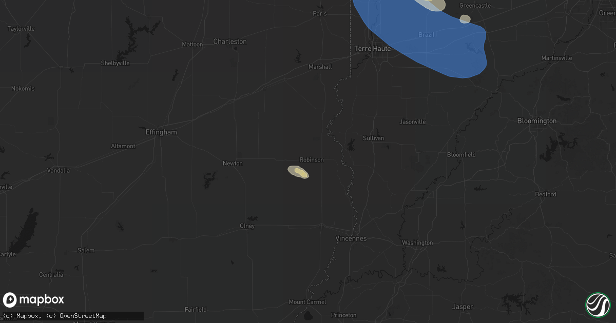 Hail map in Robinson, IL on August 13, 2026