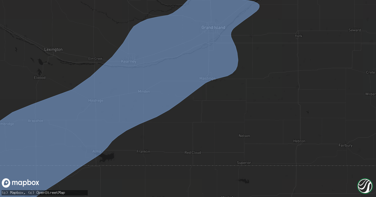 Hail map in Roseland, NE on August 13, 2026