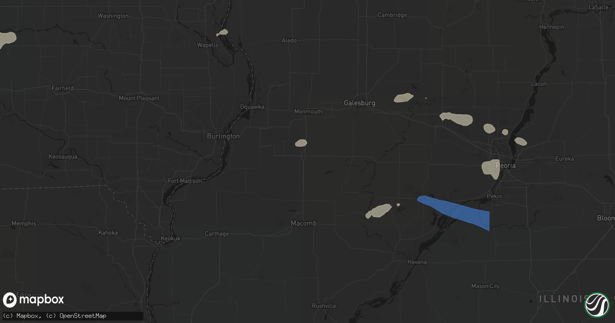 Hail map in Roseville, IL on August 13, 2026
