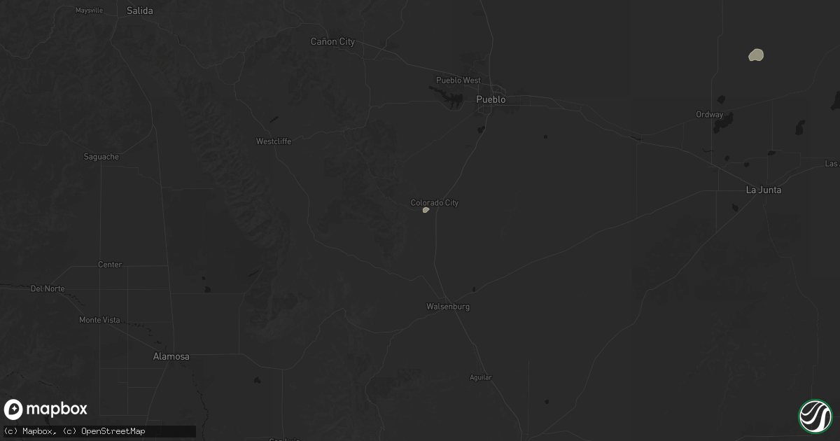 Hail map in Rye, CO on August 13, 2026