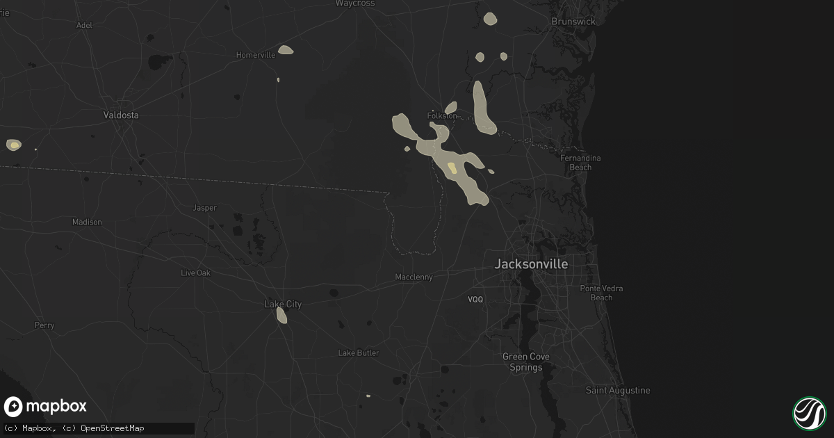 Hail map in Saint George, GA on August 13, 2026