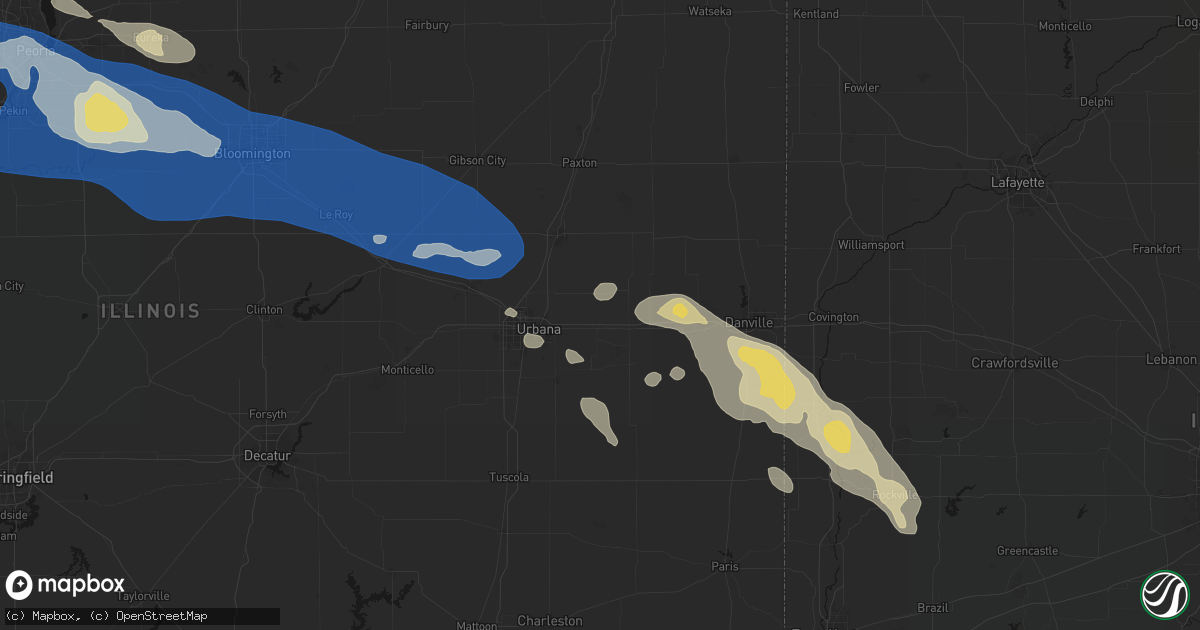 Hail map in Saint Joseph, IL on August 13, 2026