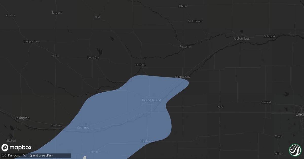 Hail map in Saint Libory, NE on August 13, 2026