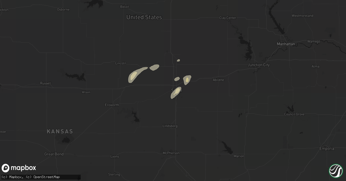 Hail map in Salina, KS on August 13, 2026