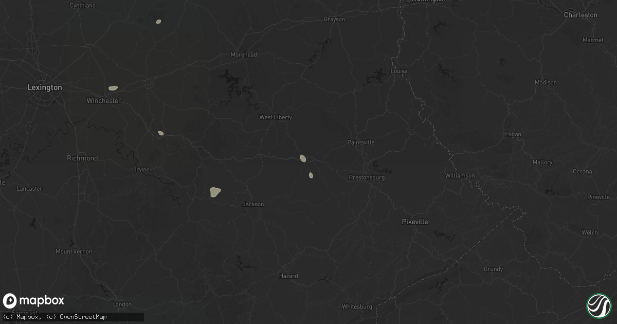 Hail map in Salyersville, KY on August 13, 2026