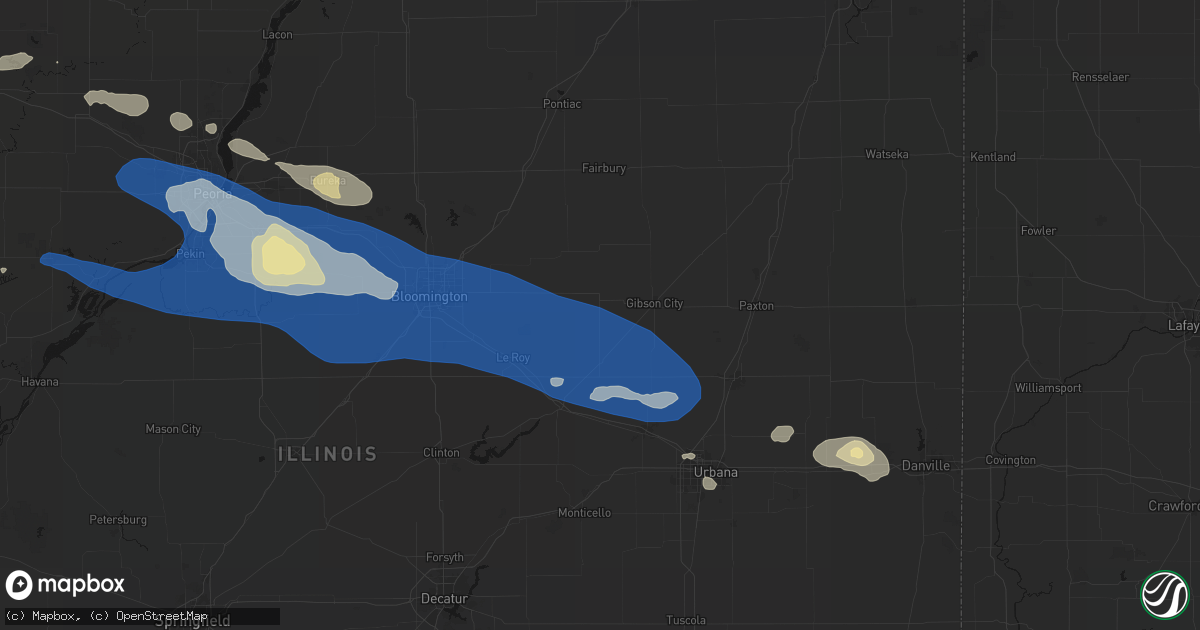 Hail map in Saybrook, IL on August 13, 2026