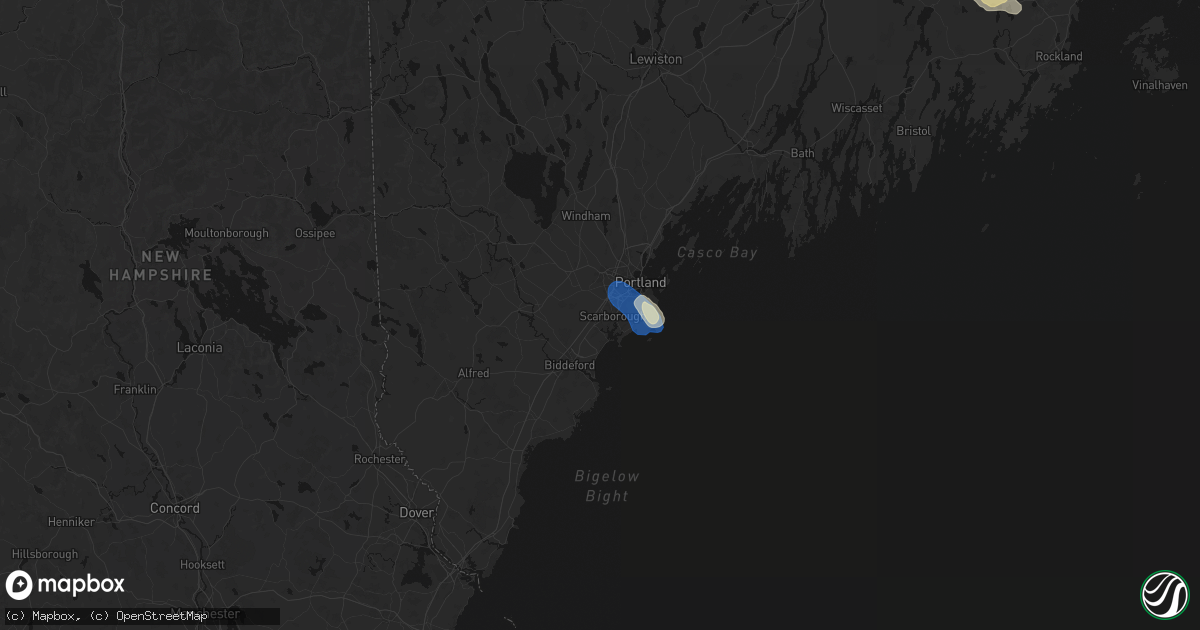 Hail map in Scarborough, ME on August 13, 2026