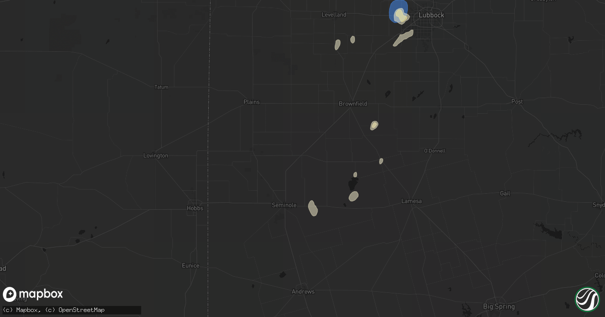 Hail map in Seagraves, TX on August 13, 2026