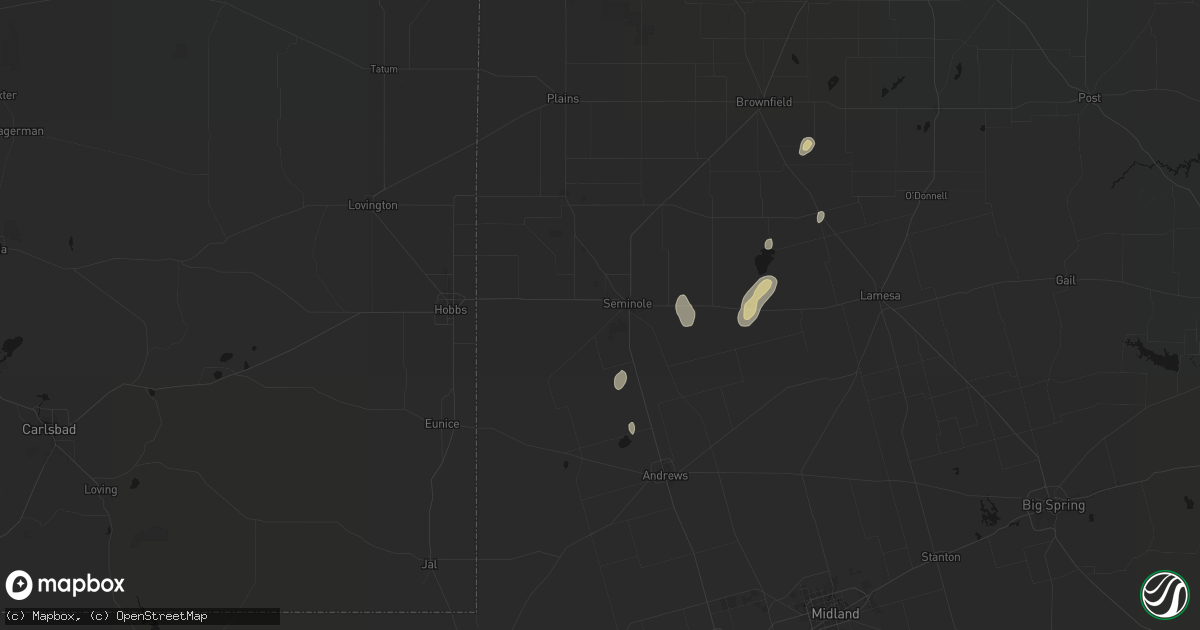 Hail map in Seminole, TX on August 13, 2026