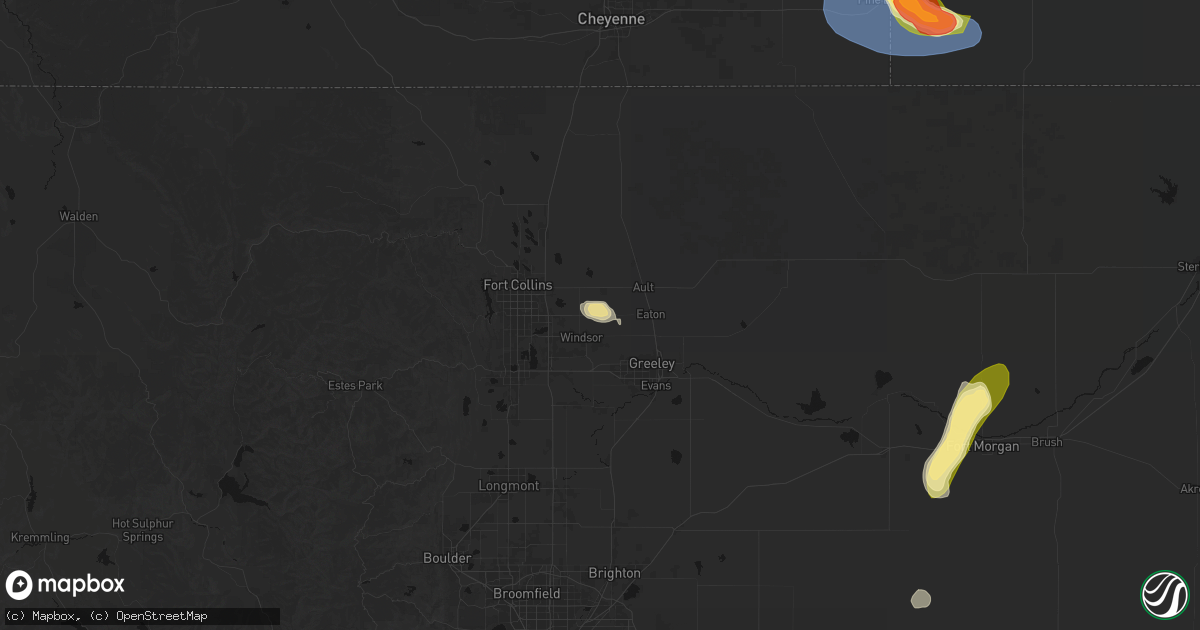 Hail map in Severance, CO on August 13, 2026