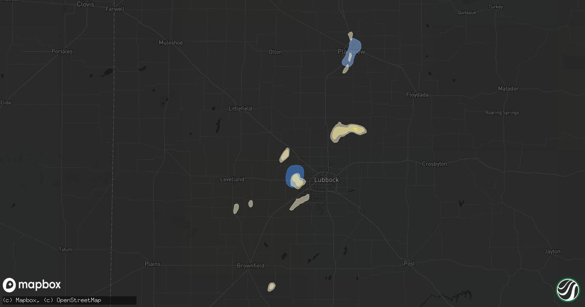 Hail map in Shallowater, TX on August 13, 2026