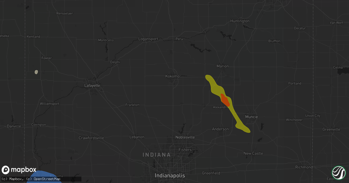 Hail map in Sharpsville, IN on August 13, 2026