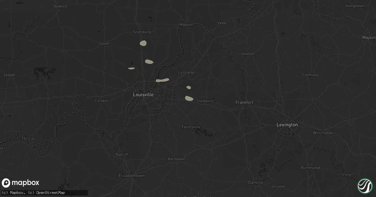 Hail map in Simpsonville, KY on August 13, 2026