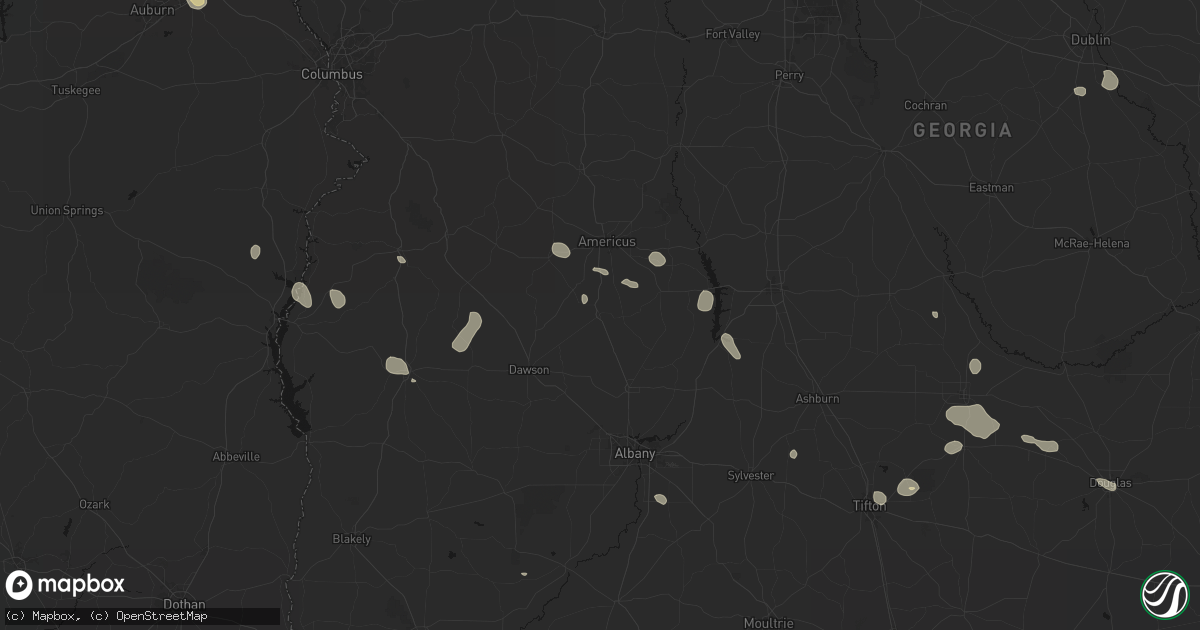 Hail map in Smithville, GA on August 13, 2026