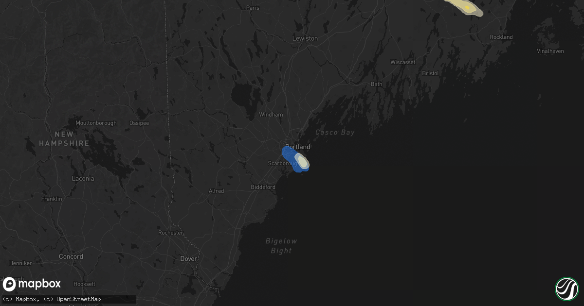 Hail map in South Portland, ME on August 13, 2026