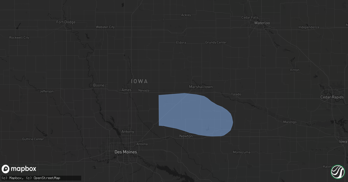 Hail map in State Center, IA on August 13, 2026