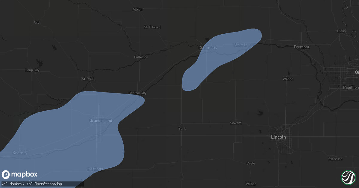 Hail map in Stromsburg, NE on August 13, 2026