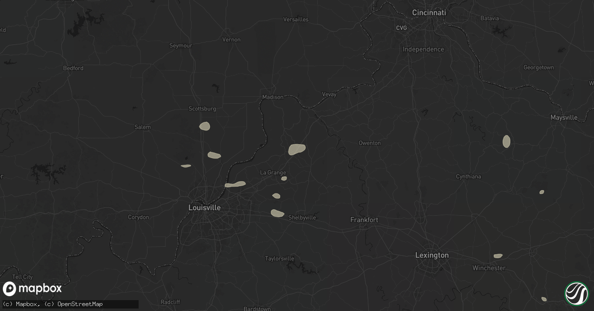 Hail map in Sulphur, KY on August 13, 2026