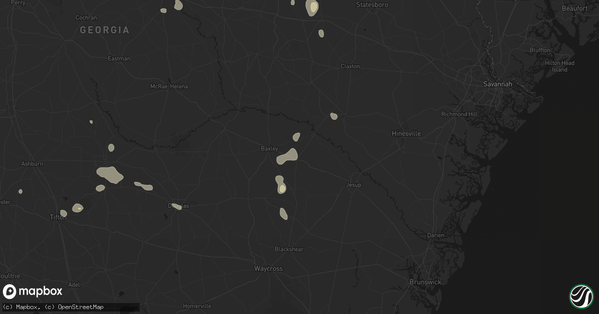 Hail map in Surrency, GA on August 13, 2026