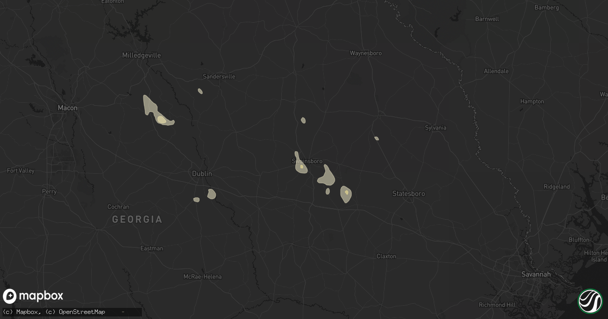 Hail map in Swainsboro, GA on August 13, 2026