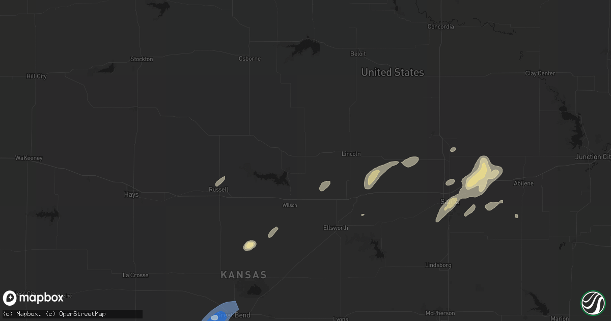 Hail map in Sylvan Grove, KS on August 13, 2026
